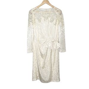 VTG LEE JORDAN New York Cream Lace Silky Dress Sz 8